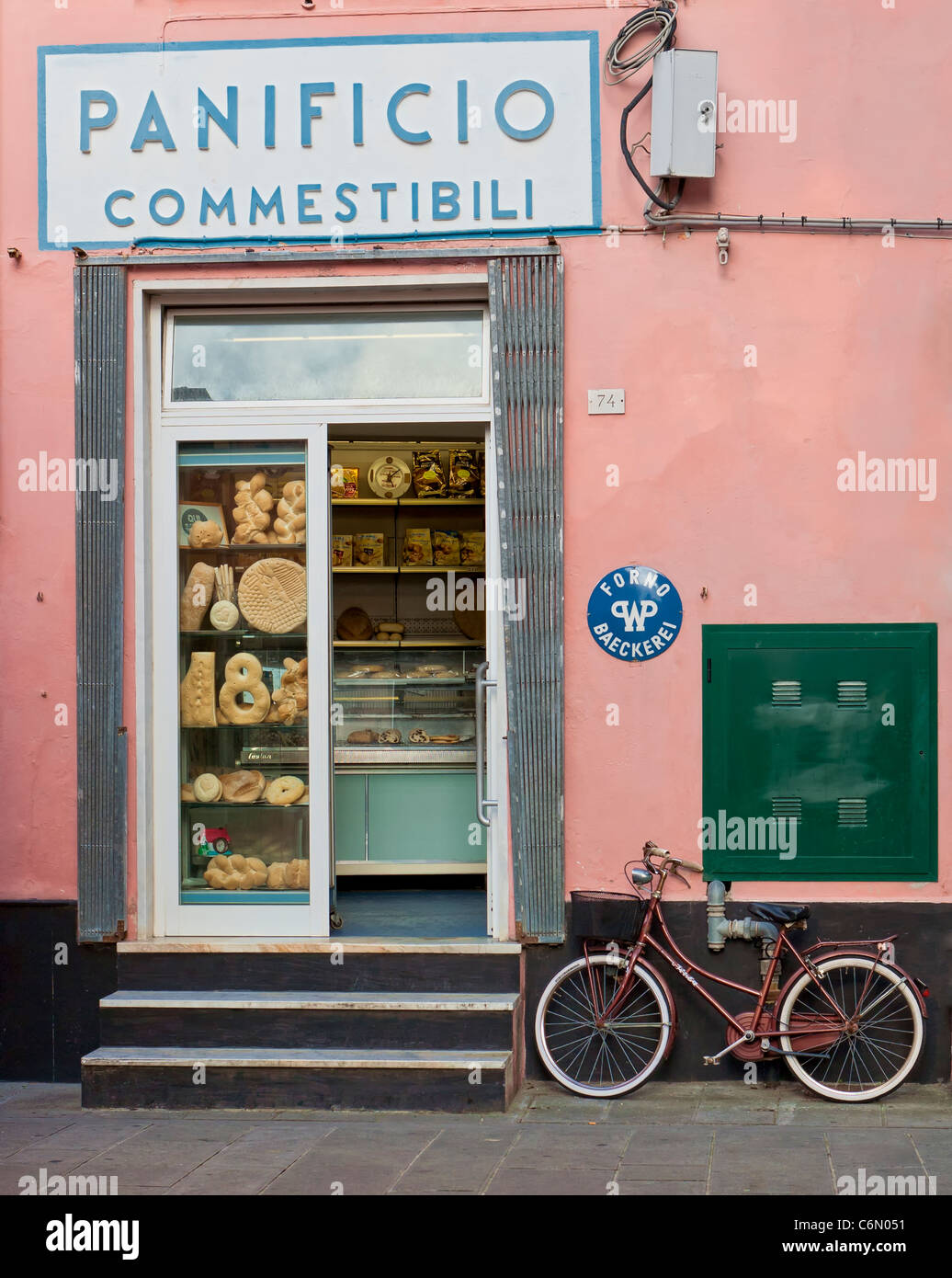 Bäckerei in Cinqueterre, Levanto, Italien. Stockfoto