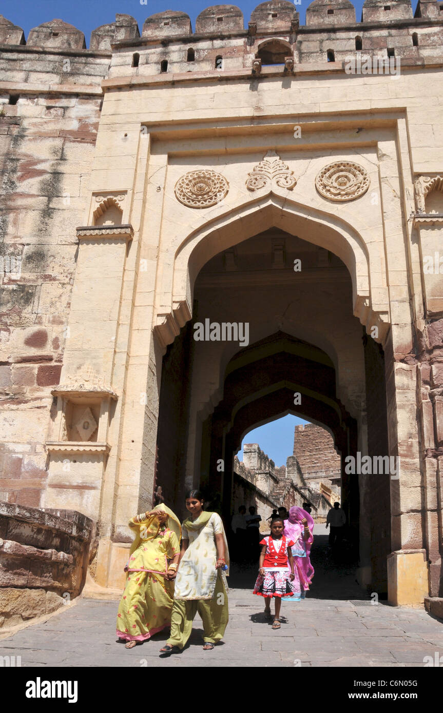 Tor Mehrangarh Fort Jodhpur Rajasthan Indien Stockfoto