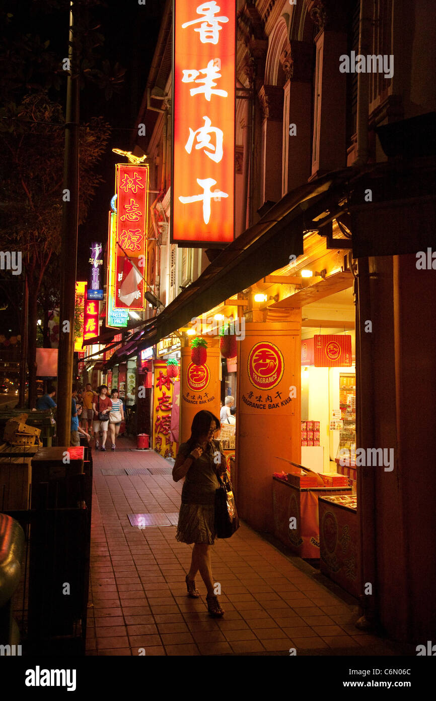 Abend Zeit Straßenszene, Chinatown Singapur Asien Stockfoto