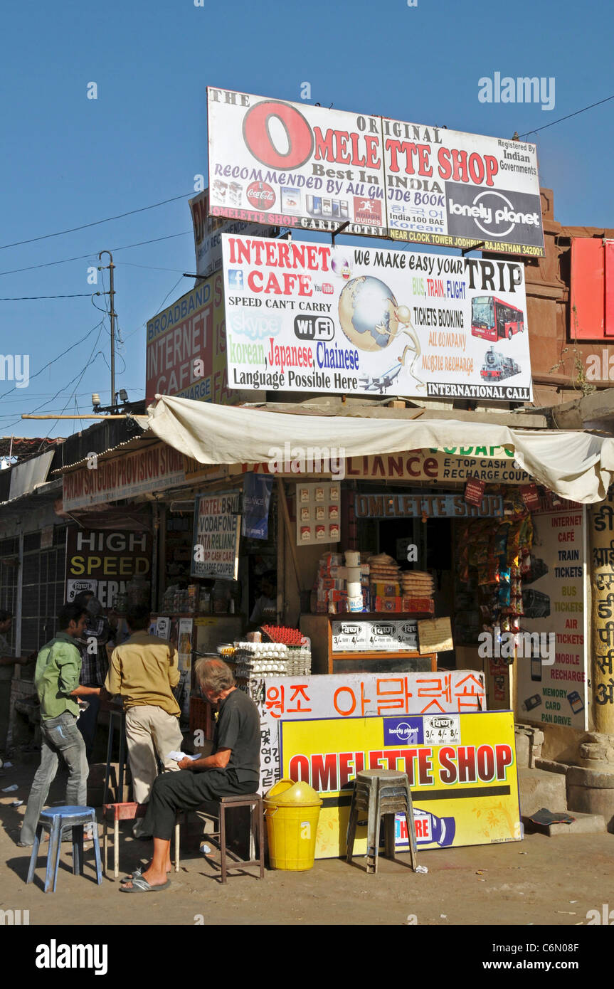 Omelett-Shop Sarder Markt Jodhpur Rajasthan Indien Stockfoto