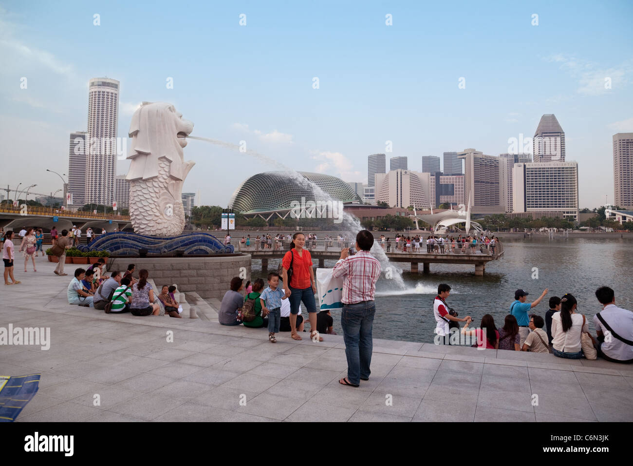 Der Merlion, Wahrzeichen von Singapur, der Marina Bay, Singapur Asien Stockfoto