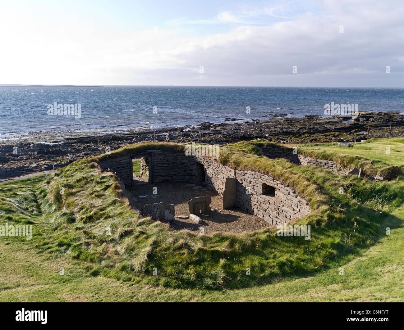 dh Knap of Howar PAPA WESTRAY ORKNEY Britische Bronzezeit neolithische Haussiedlung Seeufer uk ruiniert Siedlungen britische Inseln schottland Stockfoto