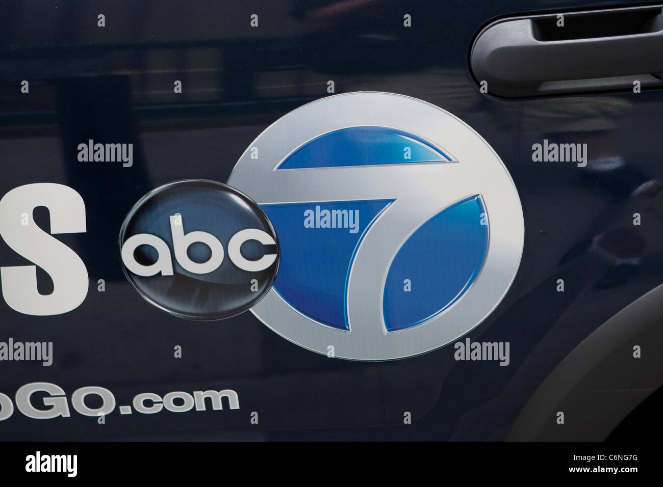 Eine ABC 7 TV-Nachrichten-Auto parkt im Bankenviertel von New York, NY, Donnerstag, 4. August 2011. Stockfoto