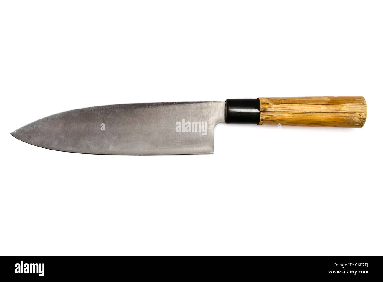 Alte Küche Messer Closeup auf weiß Stockfoto