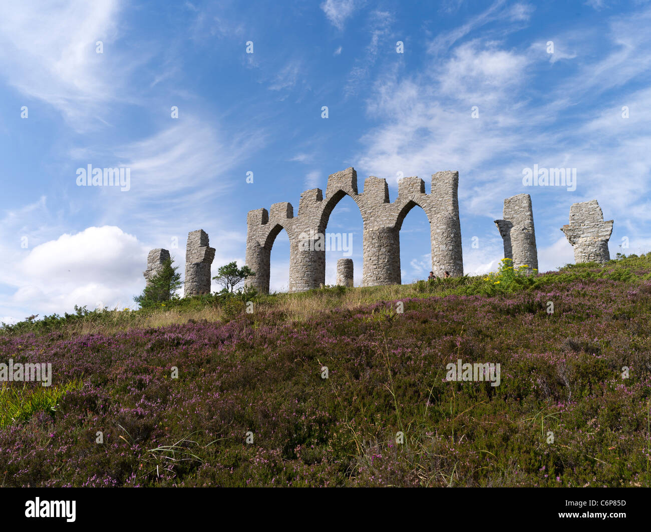 dh Sir Hector Munro Monument FYRISH HILL ROSS CROMARTY Scottish highlands Torheit schottland Hochland Heidekraut Stockfoto