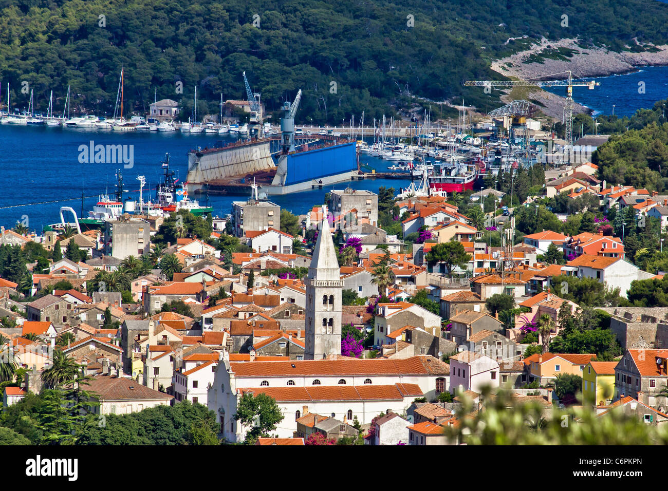 Panoramablick Stadt Mali Losinj Stockfotografie Alamy