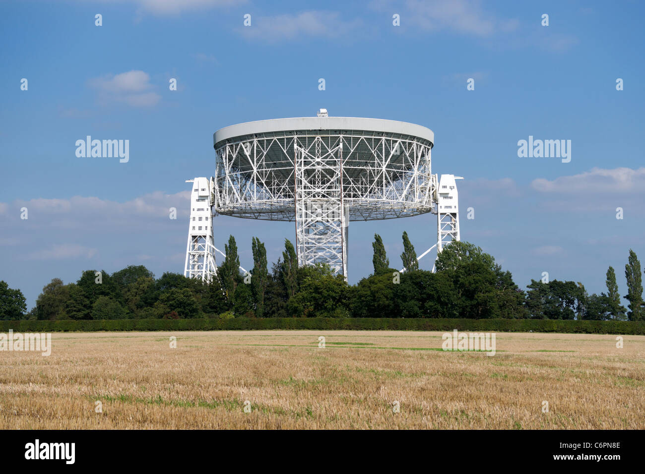 Jodrell Bank, Radioteleskop in Cheshire. Stockfoto