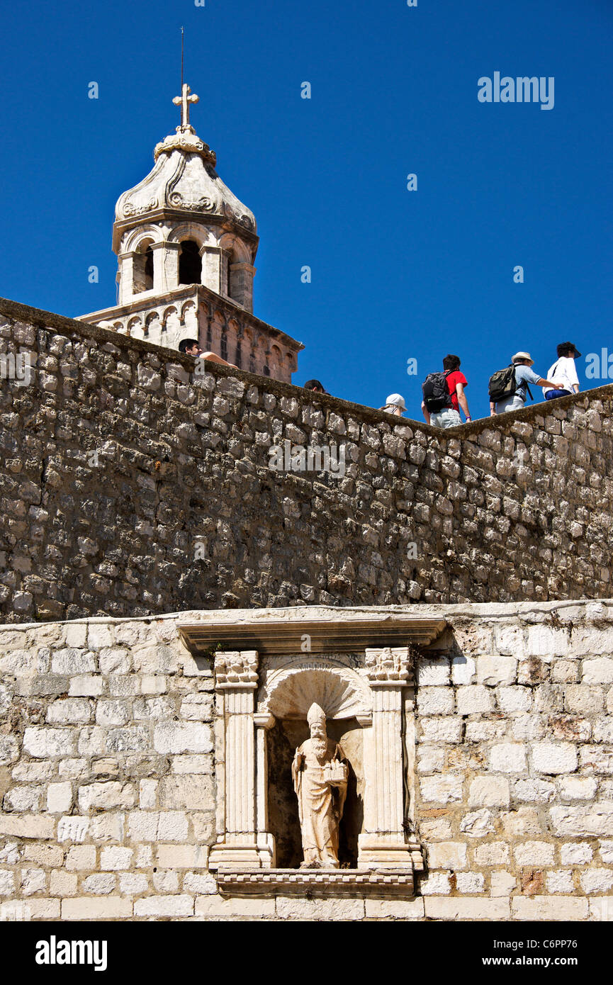 St.Blaise,Dubrovnik, Stadtmauer, alte Town.Croatia. Stockfoto