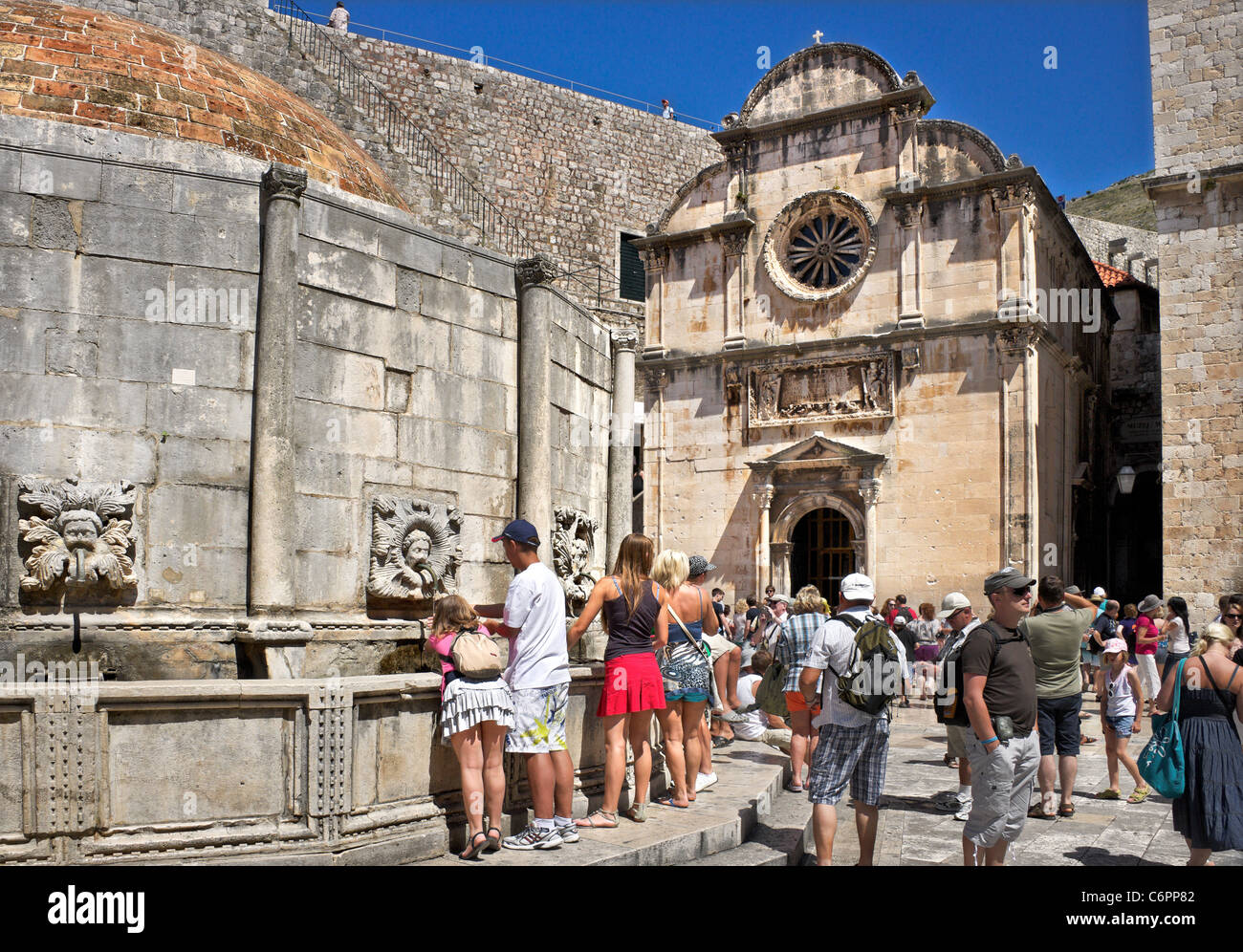 Onofrio Brunnen, Main Street, Placa, Dubrovnik, Altstadt, City, Kroatien, Stockfoto