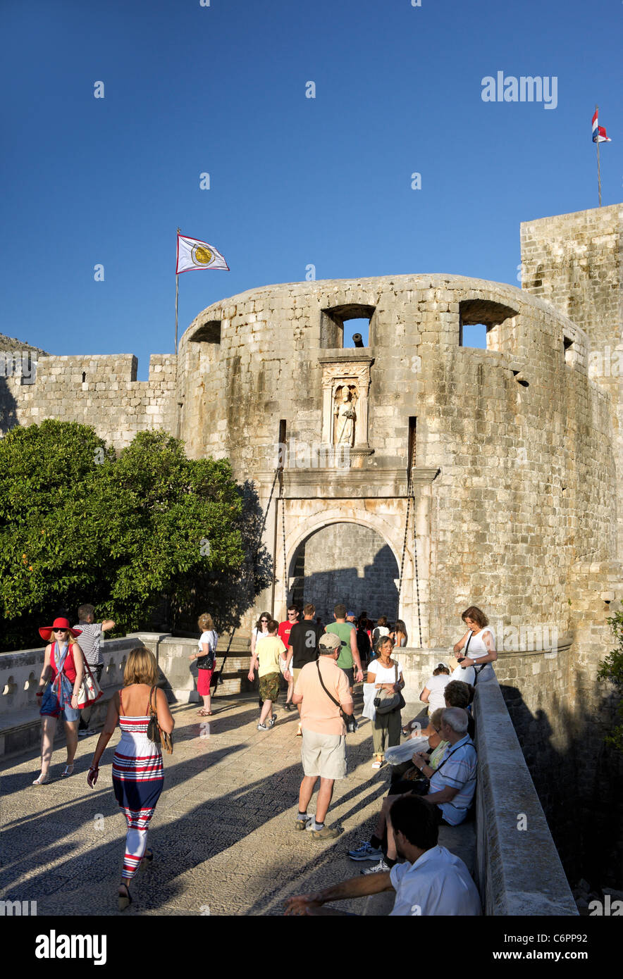 Haufen Sie Gate,St.Blaise,Dubrovnik, Stadtmauer, alte Town.Croatia.Main Eingang zur Stadt. Stockfoto