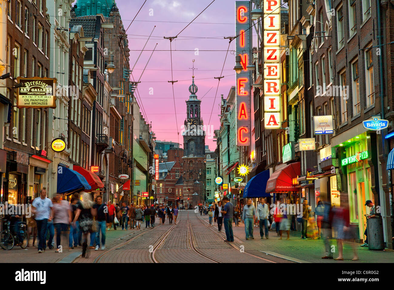 Europa, Niederlande, Amsterdam, Munttoren Blick vom Rembrandtplein Stockfoto