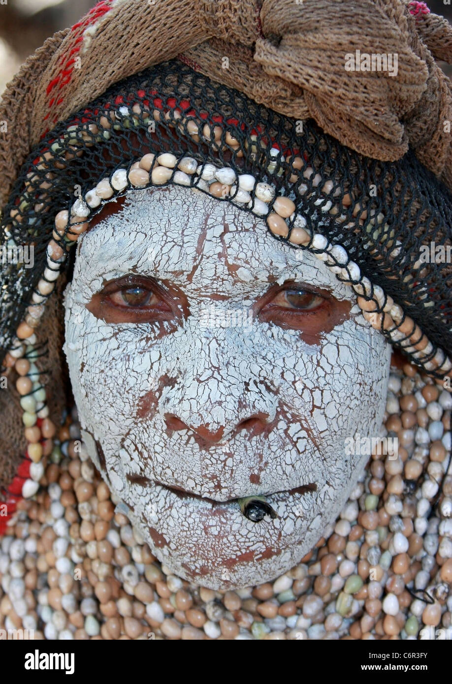 Chimbu Trauer Frau aus dem Hochland von Papua-Neu-Guinea Stockfoto