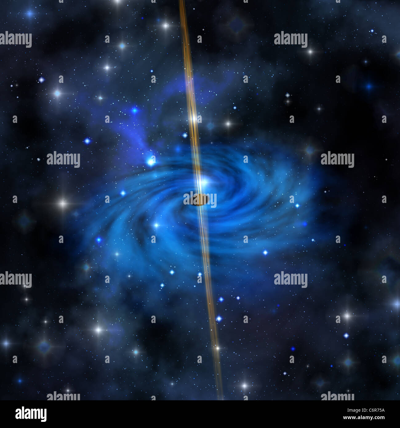Ein dichten Sternhaufen bildet diese Galaxie im Weltraum. Stockfoto