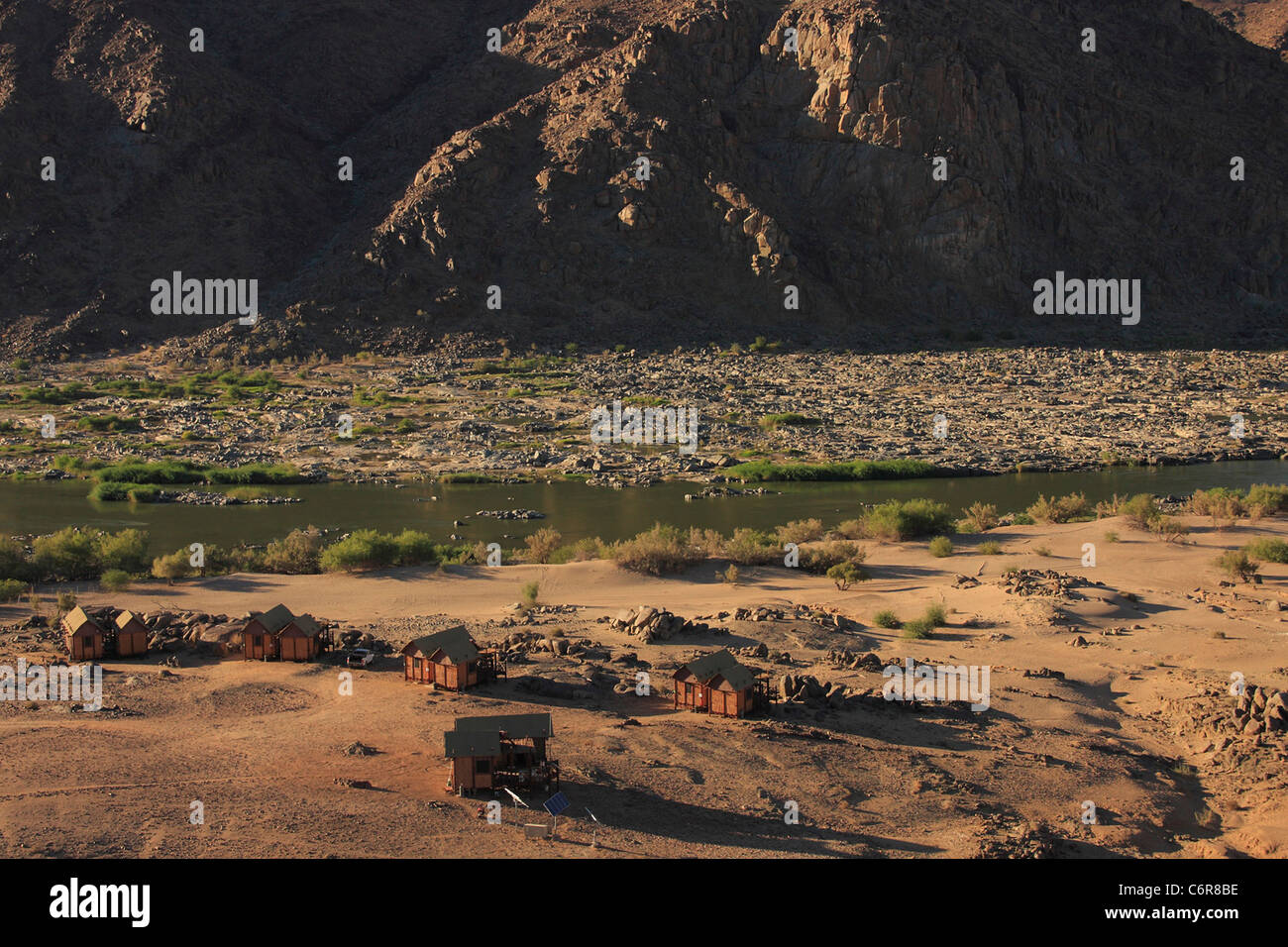 Richterberg Camp und Orange river Stockfoto