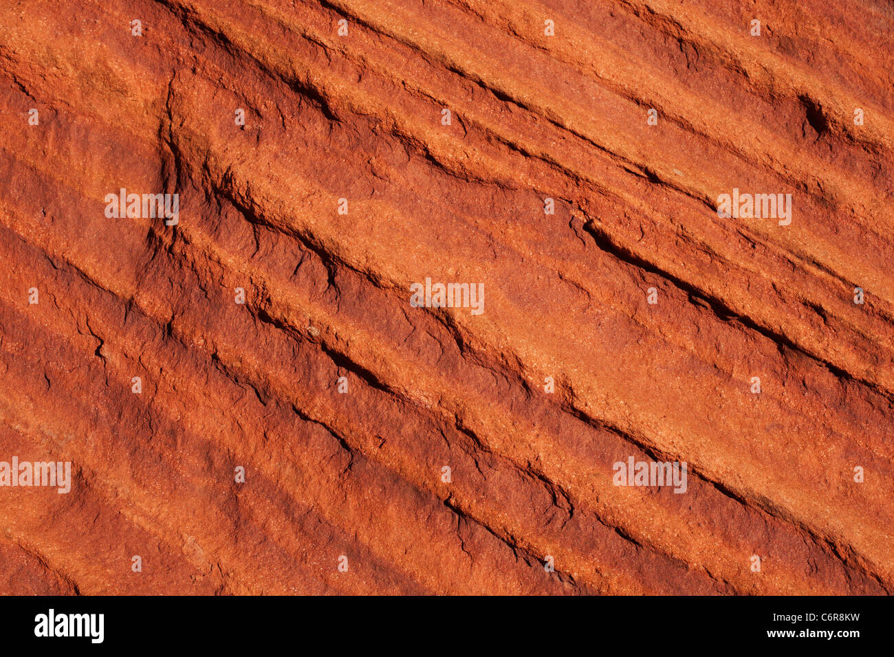 Gekippt und gestreift rot Felsformation, Jemez Pueblo, New Mexico. Stockfoto