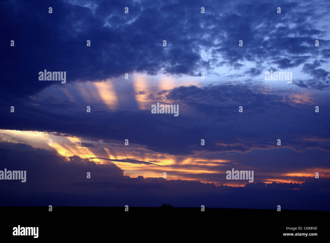 Stimmungsvoller Himmel in der Abenddämmerung Stockfoto