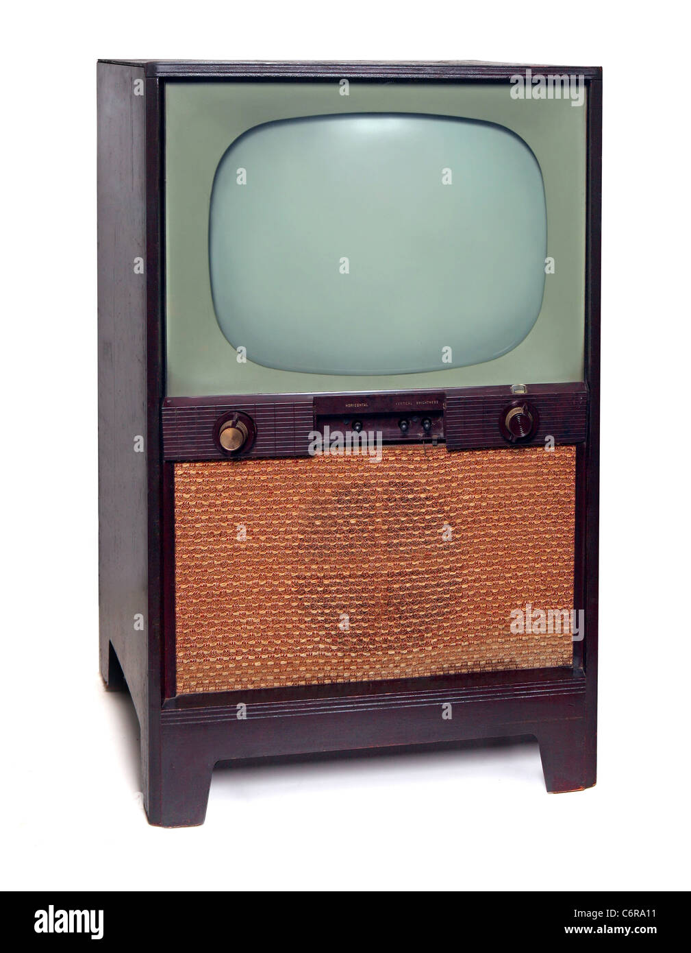 Jahrgang 1950-TV Fernsehen, Isolated on White Background Stockfoto