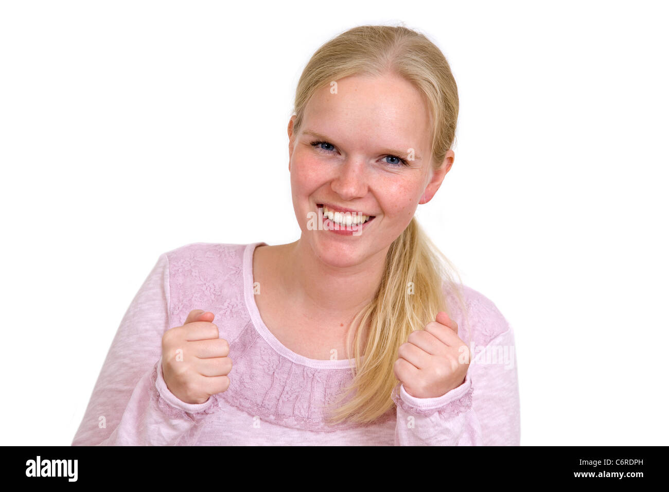 Junge Frau lächelnd Stockfoto