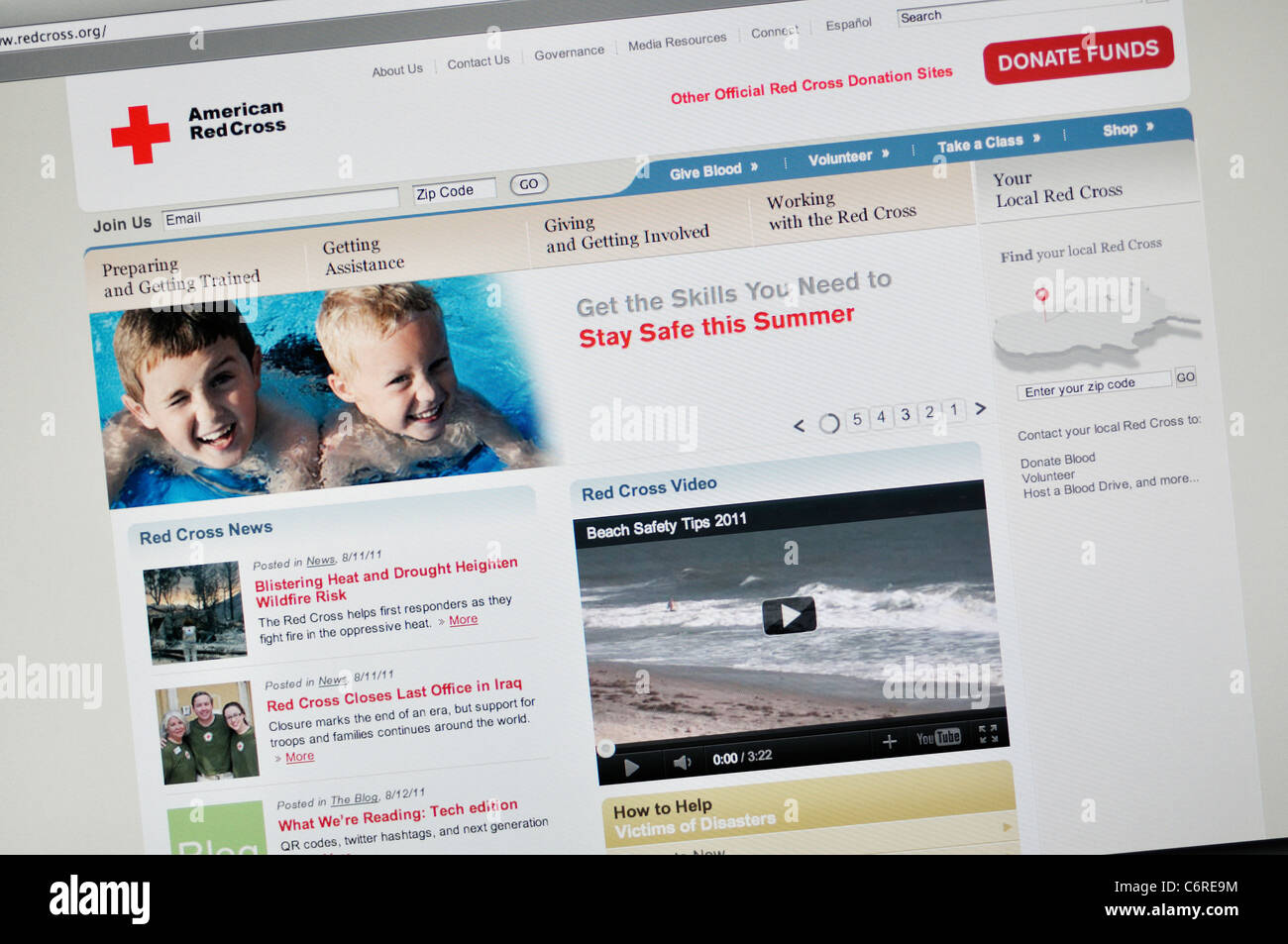 American Red Cross-Webseite Stockfoto