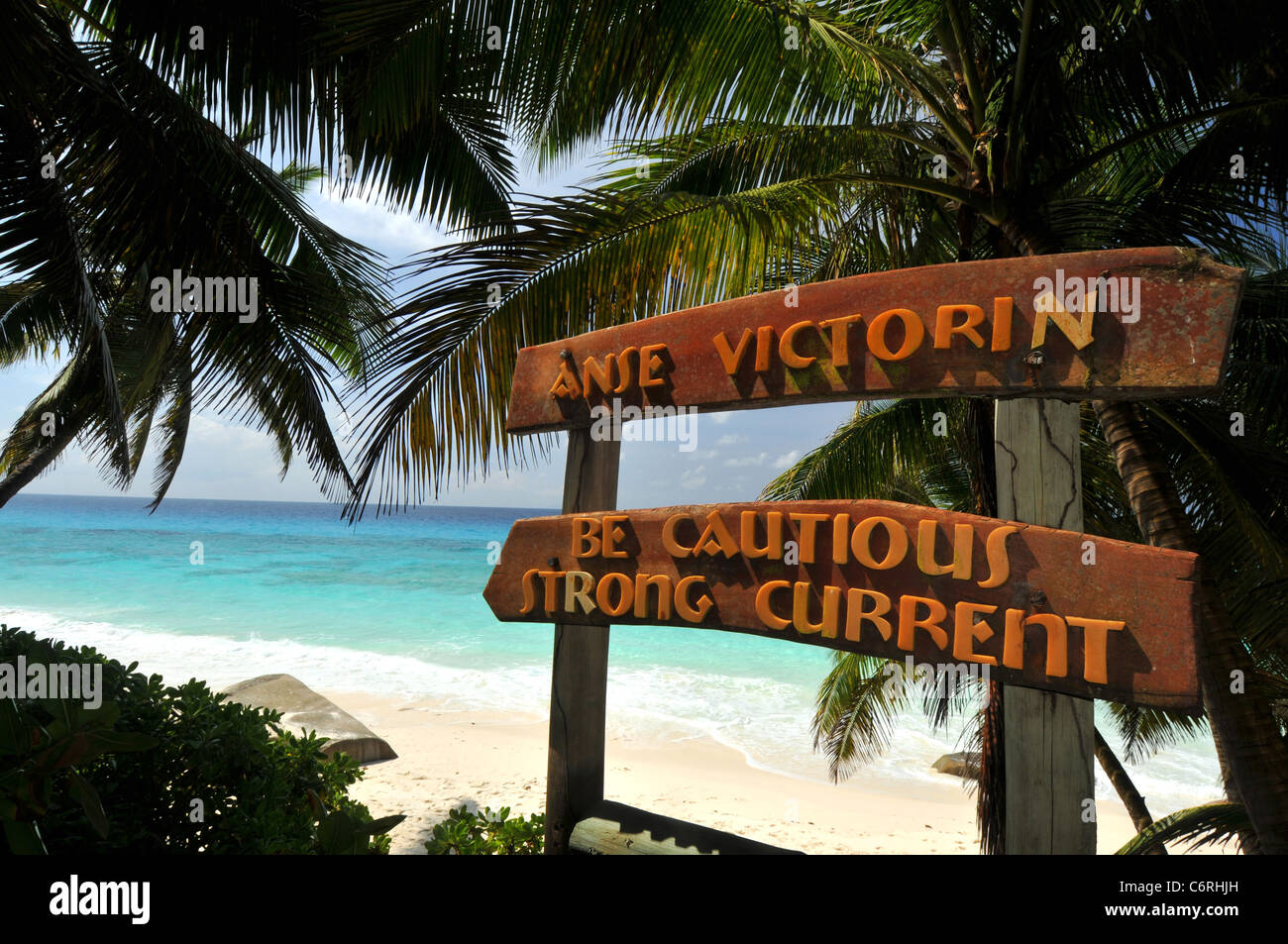 Anse Victorin, als eines der besten Strände der Welt, Fregate Island Private Resort Urlaubsinsel, die Seychellen. Stockfoto