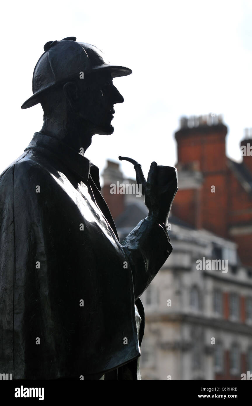 Sherlock Holmes-Statue, Baker Street, Marylebone, London, England, UK Stockfoto