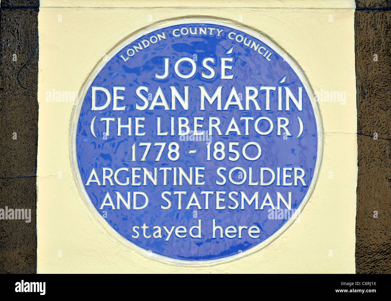 Jose De San Martin Blue Plaque, Park Road, London, England, UK Stockfoto