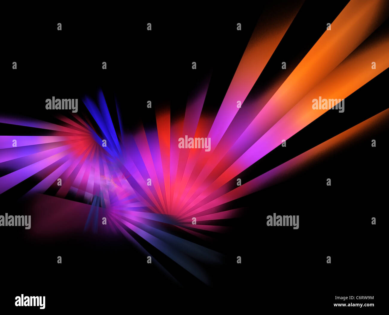 Computer-generierte Fraktale Darstellung der leuchtenden Neon Disco Strahlen Stockfoto