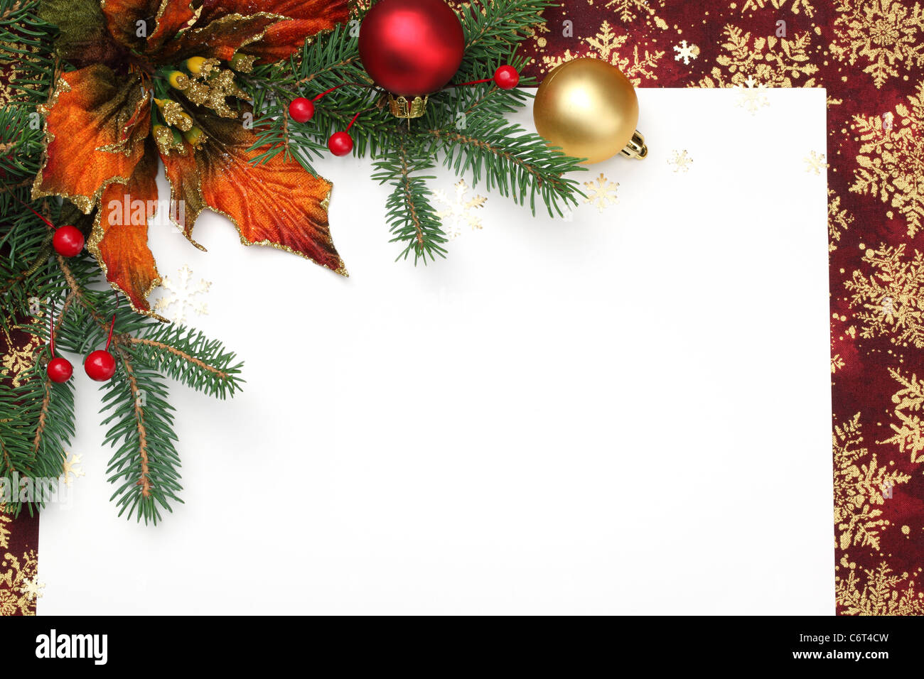 Weihnachts-Dekoration mit leere Karte. Stockfoto