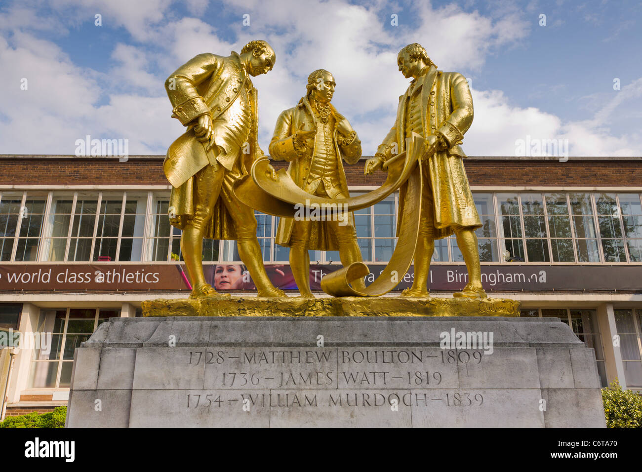 Statuen von Matthew Boulton, James Watt und William Murdoch Stockfoto