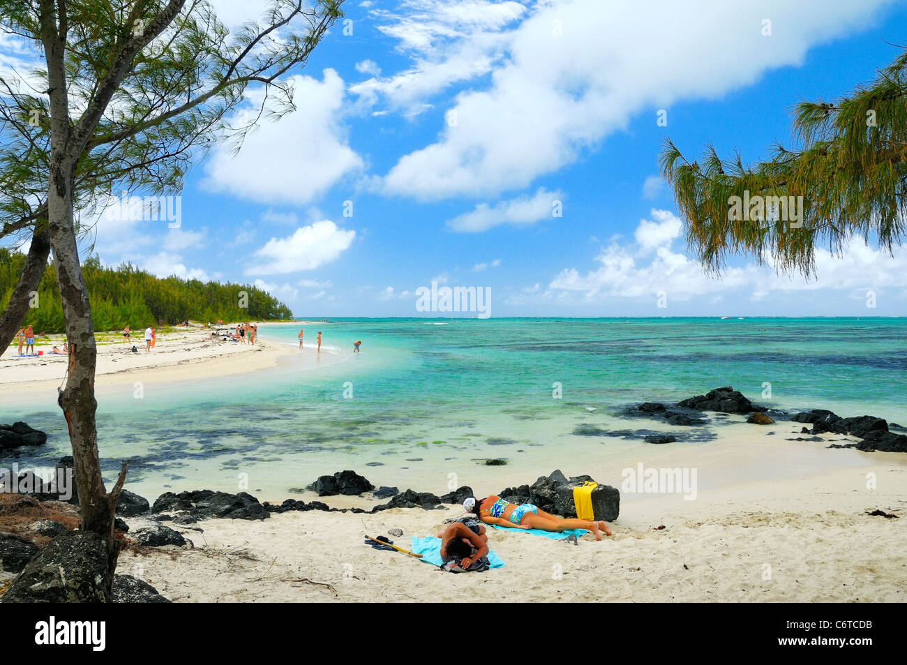 Die Strände von Ile Aux Cerfs und Ile de l ' est, Flacq, Mauritius. Stockfoto