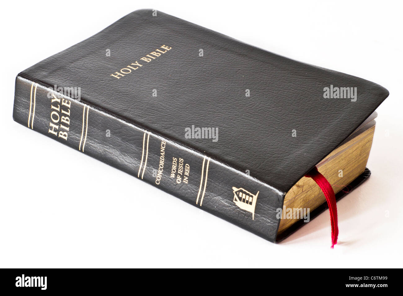 Bibel, isoliert auf weiss Stockfoto