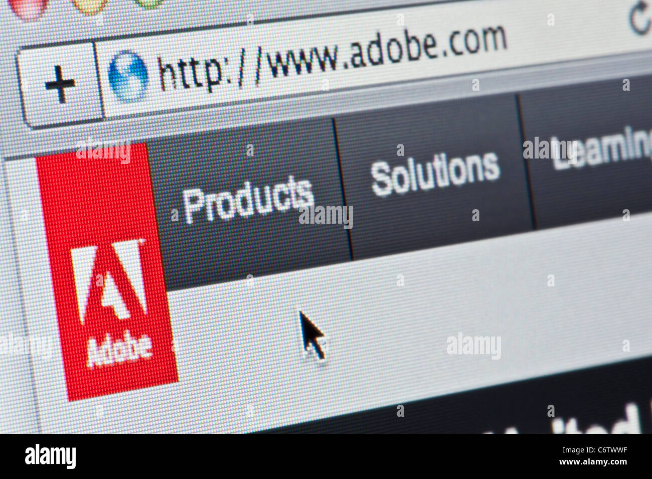 Nahaufnahme von der Adobe-Logo wie auf ihrer Website zu sehen. (Nur zur redaktionellen Verwendung: print, TV, e-Book und redaktionelle Webseite). Stockfoto