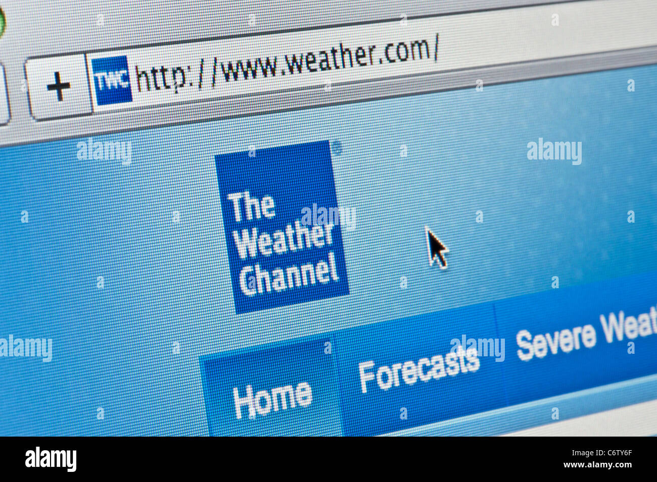 Nahaufnahme von The Weather Channel Logo wie auf ihrer Website zu sehen. (Nur zur redaktionellen Verwendung: print, TV, e-Book und redaktionelle Webseite). Stockfoto