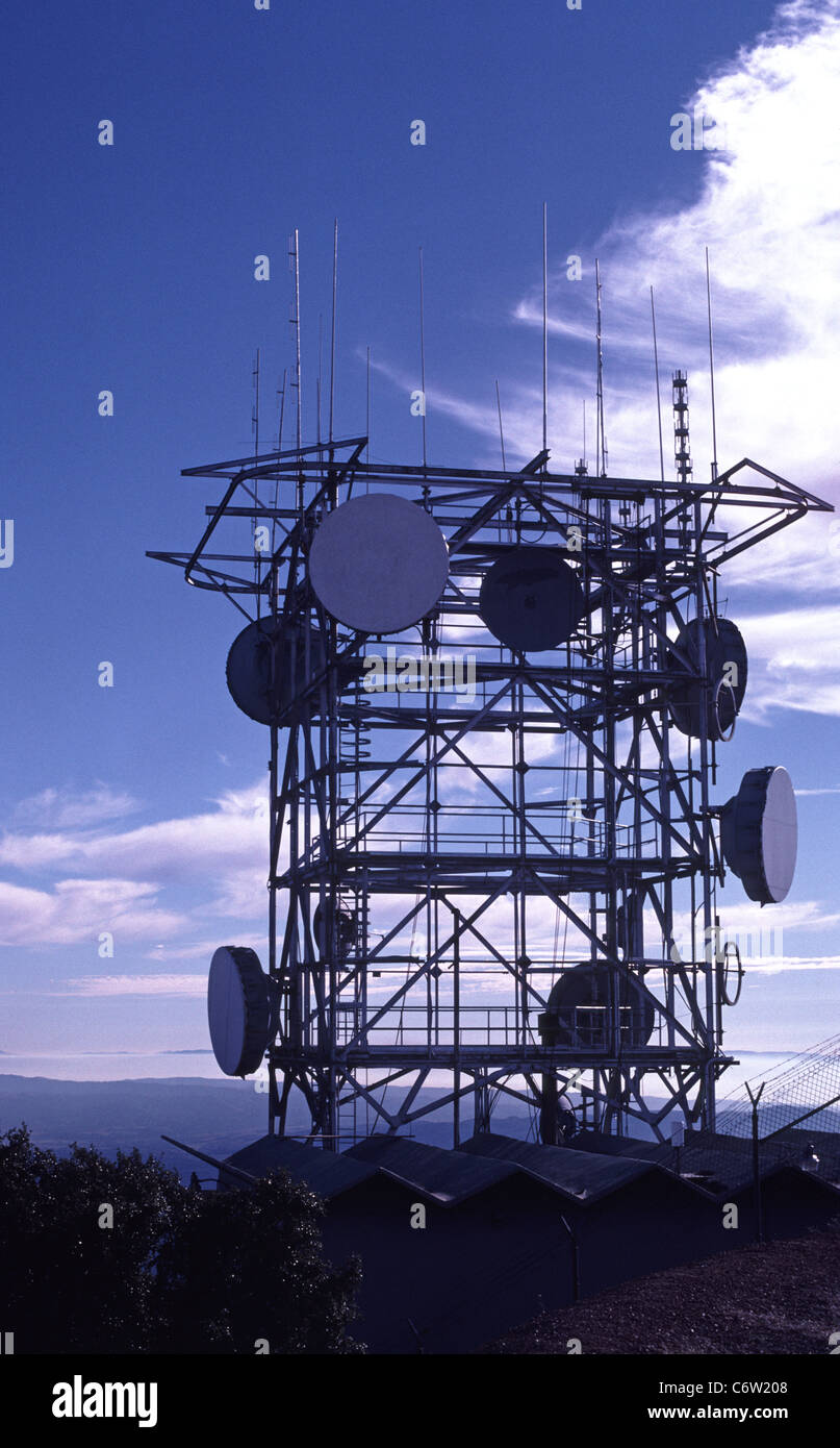 Kommunikation-Turm am Gipfel von Mount Diablo, Kalifornien, USA, Stockfoto