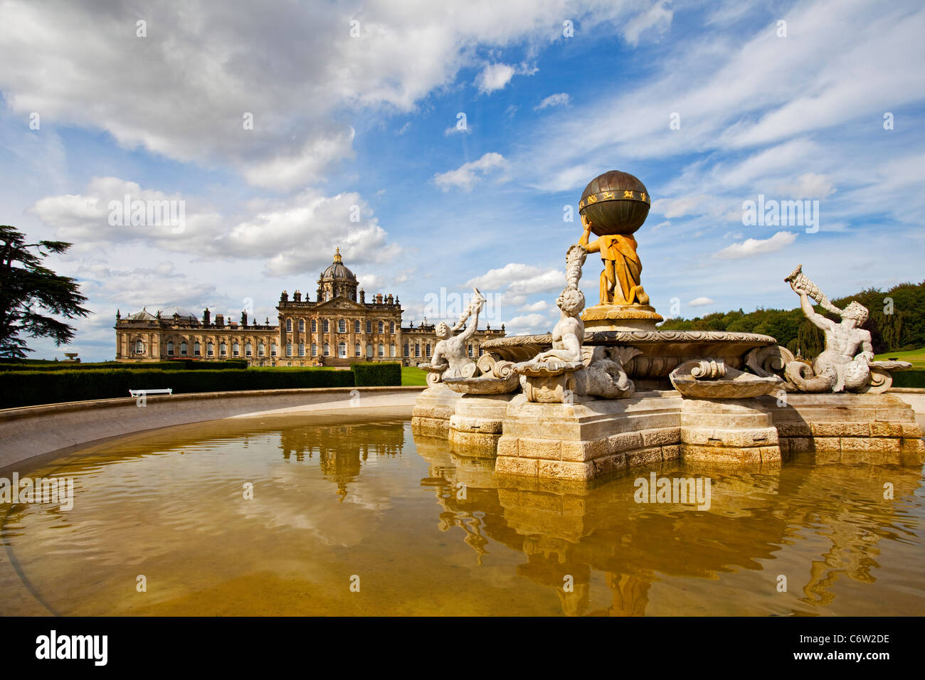 Die Atlas Brunnen Castle Howard North Yorkshire UK Stockfoto