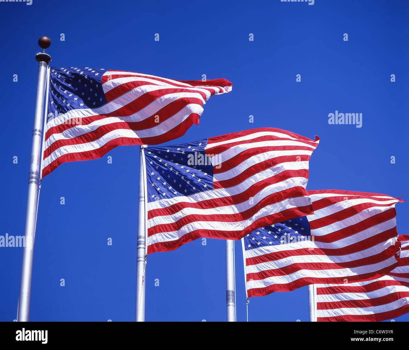 Stars And Stripes USA Flaggen, Fort Lauderdale, Florida, Vereinigte Staaten von Amerika Stockfoto
