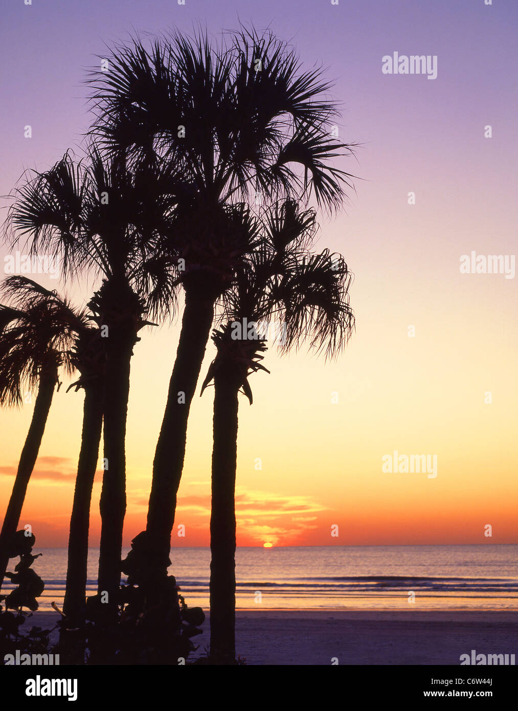 Sonnenuntergang über Meer, Clearwater, Florida, Vereinigte Staaten von Amerika Stockfoto