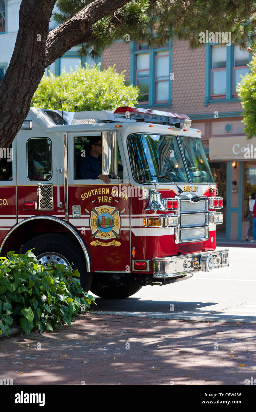 Südlichen Marin Feuerwehr Feuerwehr LKW oder Feuerwehrauto in Sausalito, Kalifornien USA. JMH5172 Stockfoto