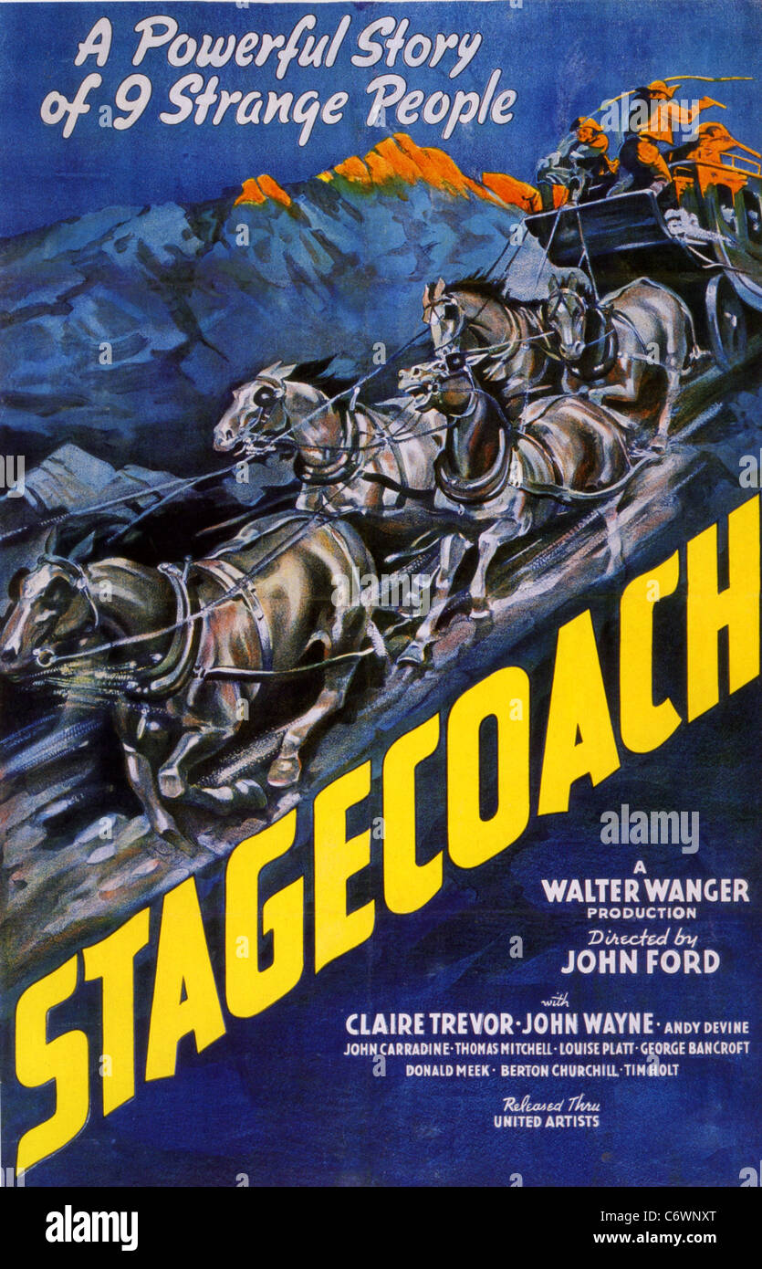 POSTKUTSCHE Plakat für 1939 Walter Wagner film mit John Wayne unter der Regie von John Ford Stockfoto