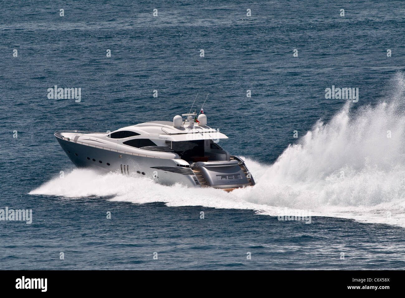 Motorboot, Sportboot. Gibraltar, Mittelmeer, Europa Stockfoto