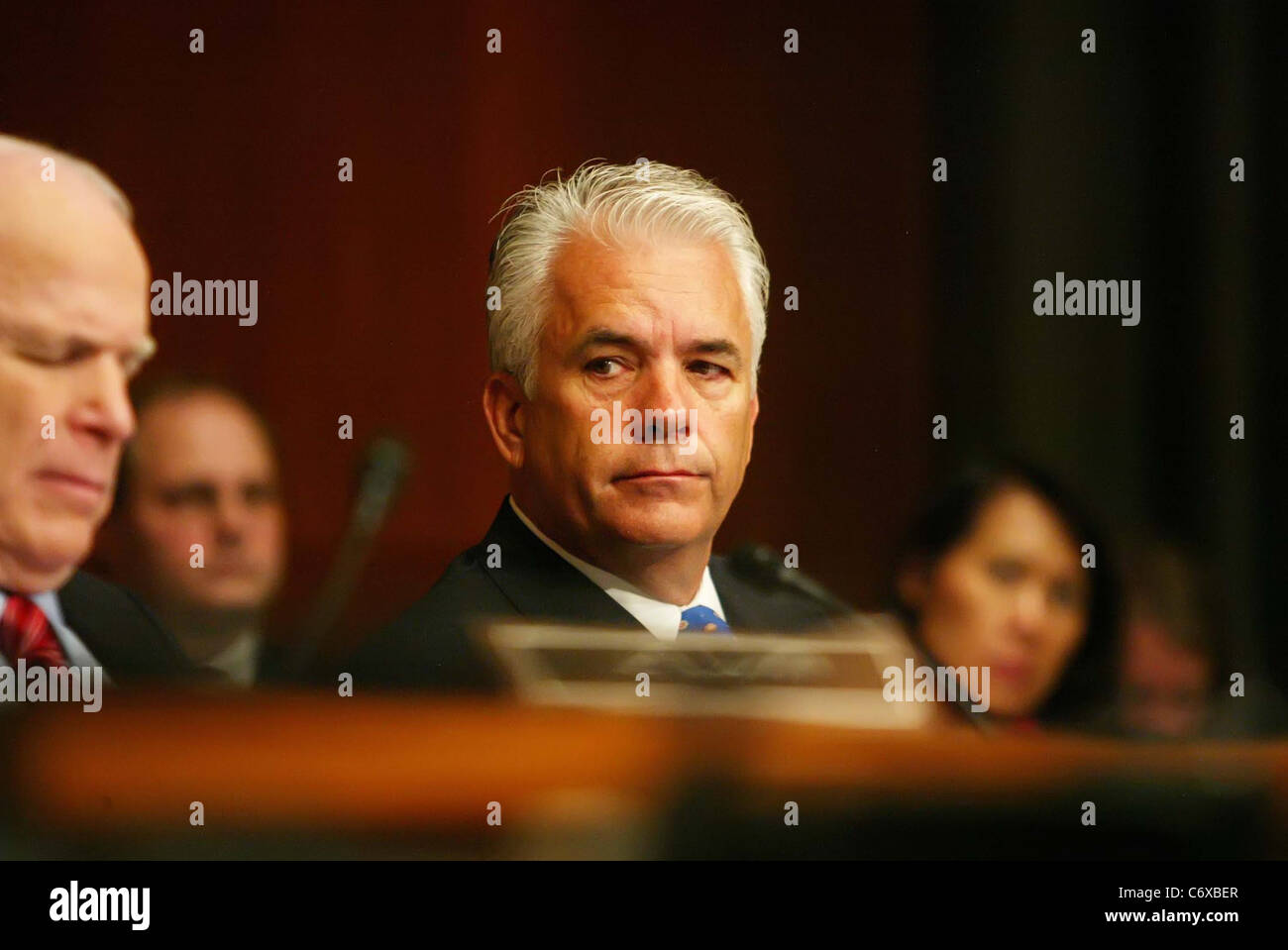 Senator Ensign während einer Senat Heimatschutz und staatliche Angelegenheiten Untersuchungen Unterausschuss Anhörung auf dem Capitol Hill Stockfoto