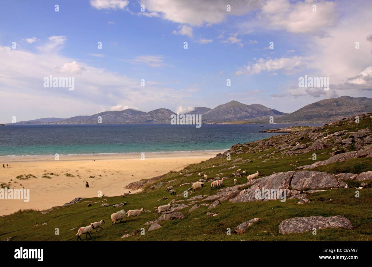UK Schottland äußeren Hebriden Insel von Harris Luskentyre Bucht und die Berge von Harris Stockfoto