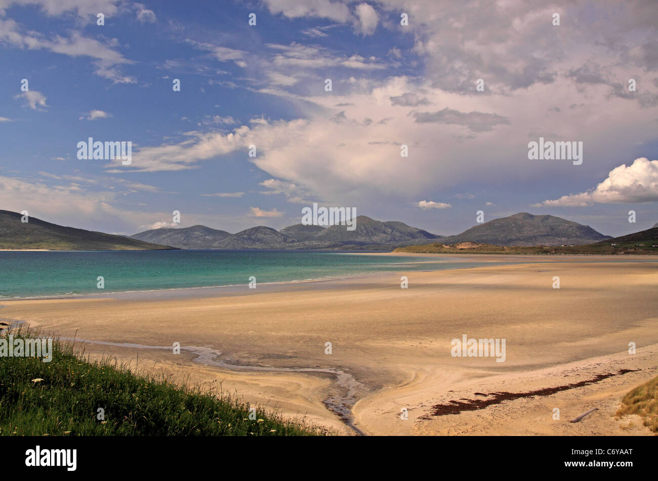 UK Schottland äußeren Hebriden Insel Harris Seilbost Bucht und die Berge Harris Stockfoto