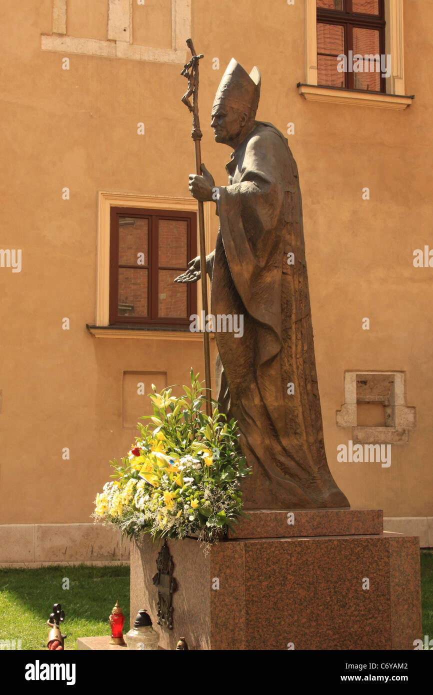 Statue von Papst Johannes Paul II in Krakau Polen Stockfoto