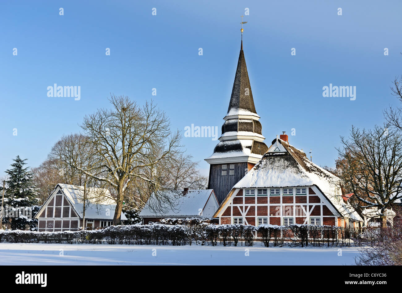 Schnee Winter Rahmen Kirche Stockfoto