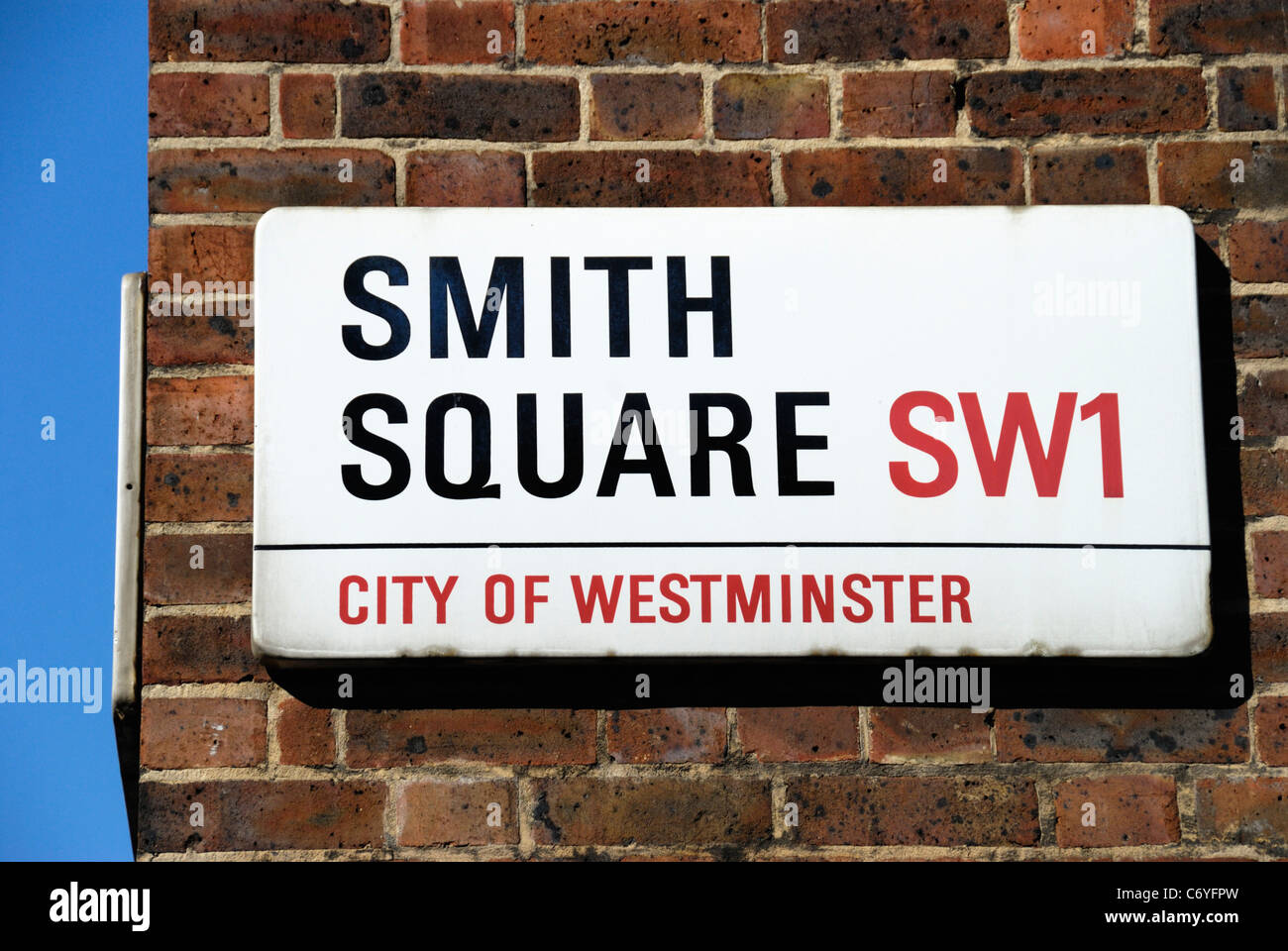 Smith Square Westminster SW1 Straßenschild an der Wand, London, England Stockfoto