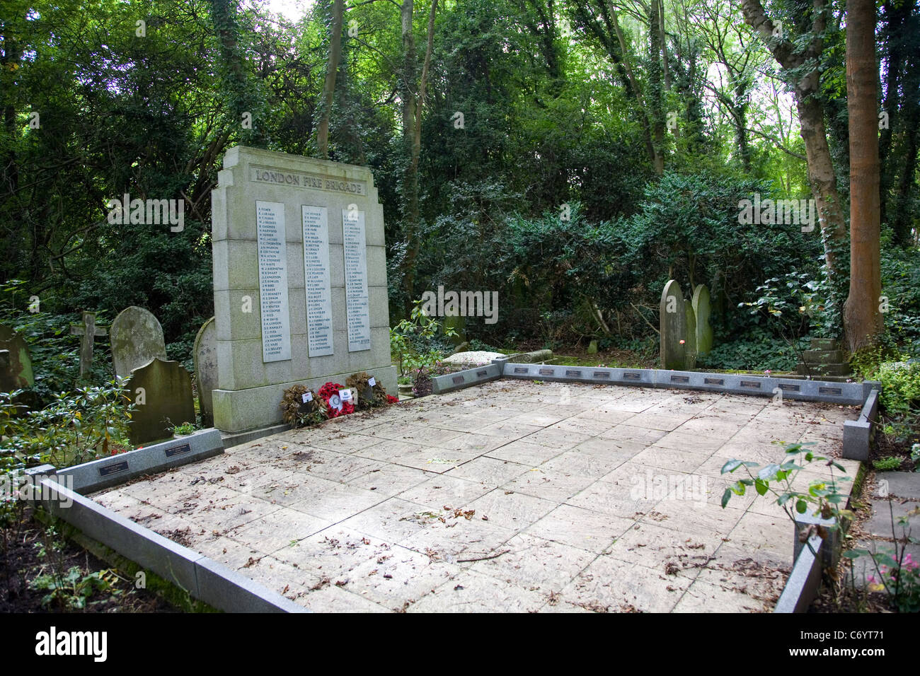Feuerwehr Denkmal auf dem Highgate Cemetery Stockfoto