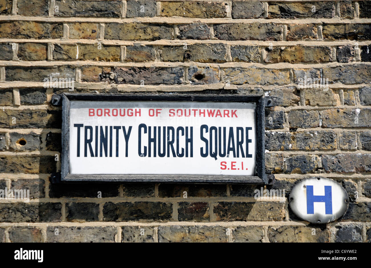 Trinity Church Square Street Zeichen London Borough of Southwark SE1 England UK Stockfoto