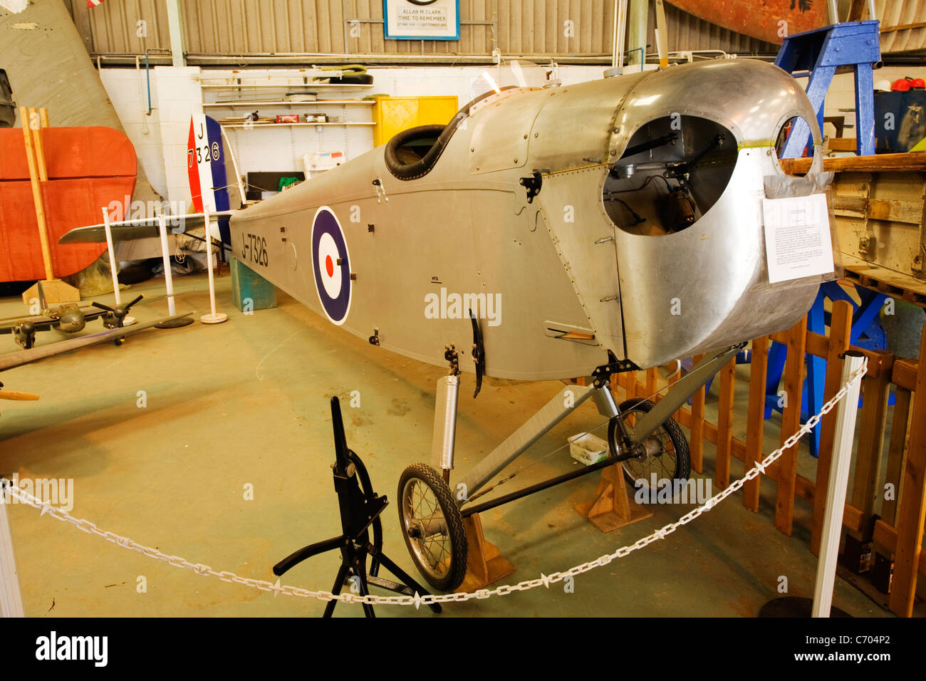 De Havilland aircraft Heritage Centre Moskito Museum DH 53 Kolibris erste geflogen 1923/24 von 750 cc Motor Bike Motor angetrieben Stockfoto