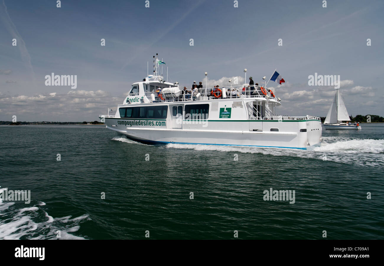 Fahrgastschiff, Golf von Morbihan (Bretagne, Frankreich) Stockfoto